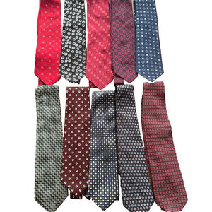 Lot of 10 Men's Geometric Ties Ralph Lauren Izod Stafford Murano Tommy Silk